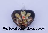 LP02 16*32*40mm heart inner flower lampwork glass pendants