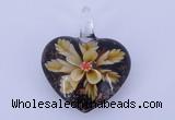 LP07 15*32*41mm heart inner flower lampwork glass pendants