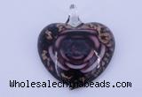 LP12 13*38*43mm heart inner flower lampwork glass pendants