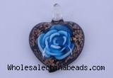 LP14 15*38*48mm heart inner flower lampwork glass pendants