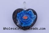 LP15 15*30*38mm heart inner flower lampwork glass pendants