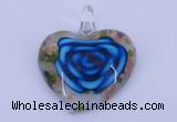 LP27 12*38*43mm heart inner flower lampwork glass pendants