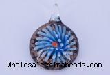 LP50 13*34*47mm flat round inner flower lampwork glass pendants