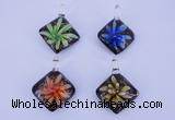 LP69 15*35*40mm diamond inner flower lampwork glass pendants