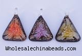 LP72 11*33*47mm triangle inner flower lampwork glass pendants