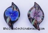 LP85 14*27*50mm leaf inner flower lampwork glass pendants