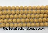 LVBS03 6mm, 8mm, 10mm, 12mm, 14mm, 16mm, 18mm & 20mm round yellow lava beads