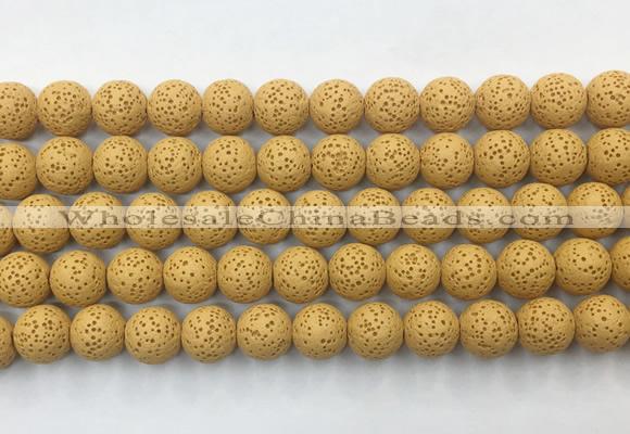 LVBS03 6mm, 8mm, 10mm, 12mm, 14mm, 16mm, 18mm & 20mm round yellow lava beads