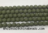 LVBS07 6mm, 8mm, 10mm, 12mm, 14mm, 16mm, 18mm & 20mm round dark green lava beads