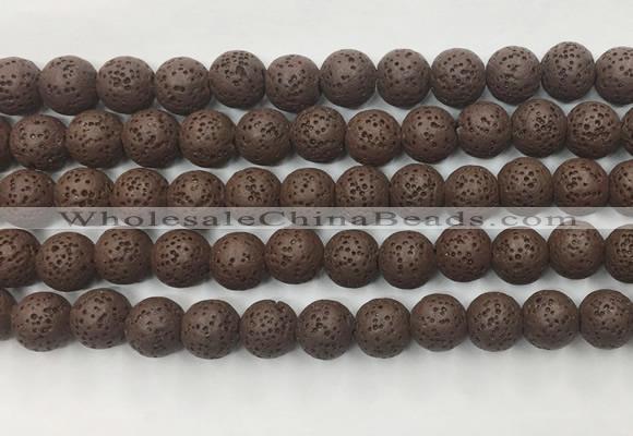 LVBS10 6mm, 8mm, 10mm, 12mm, 14mm, 16mm, 18mm & 20mm round brown lava beads