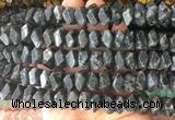 NGBS123 15 inches 8*12mm - 10*14mm faceted nuggets black labradorite beads