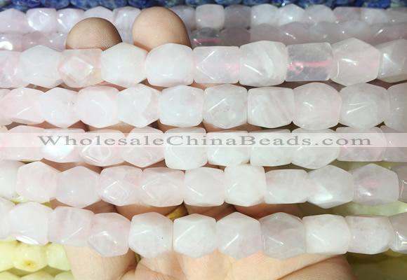 NGBS133 15 inches 9*11mm faceted nuggets rose quartz gemstone beads