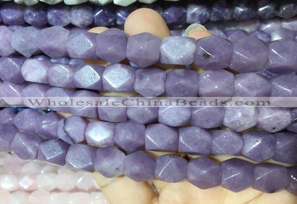 NGBS136 15 inches 9*11mm faceted nuggets lepidolite gemstone beads