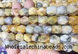 NGBS154 15 inches 9*11mm faceted nuggets yellow crazy agate gemstone beads