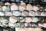 NGBS169 15 inches 13*18mm faceted nuggets black veined rhodonite gemstone beads