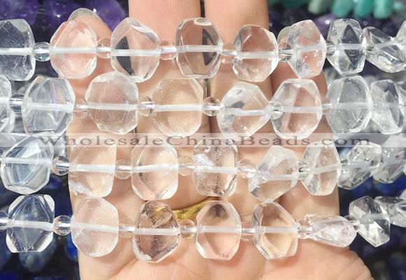 NGBS195 15 inches 10*14mm - 12*16mm faceted freeform white crystal beads