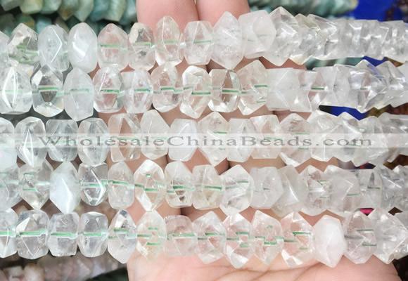 NGBS206 15 inches 8*12mm - 10*14mm faceted nuggets green crystal beads