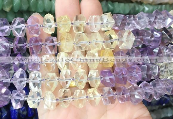 NGBS207 15 inches 8*12mm - 10*14mm faceted nuggets ametrine beads