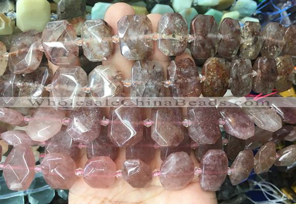 NGBS68 15 inches 13*18mm - 15*20mm faceted freeform red strawberry quartz beads