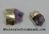 NGC1043 15*20mm – 25*30mm freeform amethyst connectors wholesale