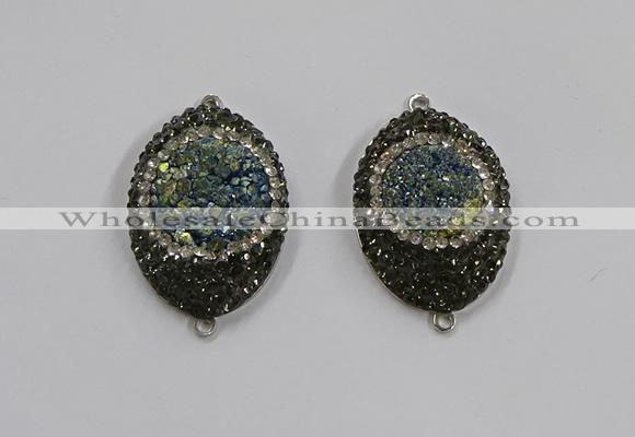 NGC1109 25*35mm oval druzy agate connectors wholesale