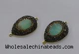 NGC1131 25*35mm teardrop Australia chrysoprase connectors wholesale