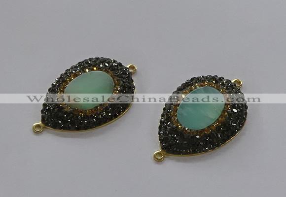 NGC1131 25*35mm teardrop Australia chrysoprase connectors wholesale