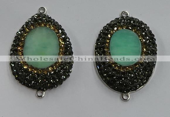 NGC1136 25*35mm freeform Australia chrysoprase connectors wholesale