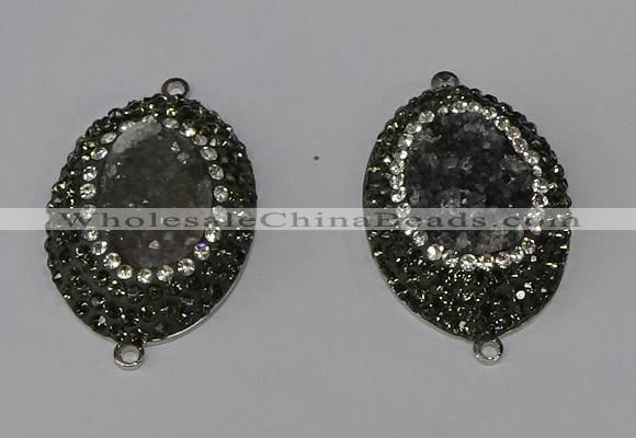 NGC1140 25*35mm oval druzy agate connectors wholesale