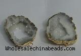 NGC136 30*40mm - 35*45mm freeform plated druzy agate connectors