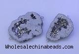 NGC1472 28*35mm - 40*45mm freeform plated druzy agate connectors