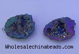 NGC1476 28*35mm - 40*45mm freeform plated druzy agate connectors