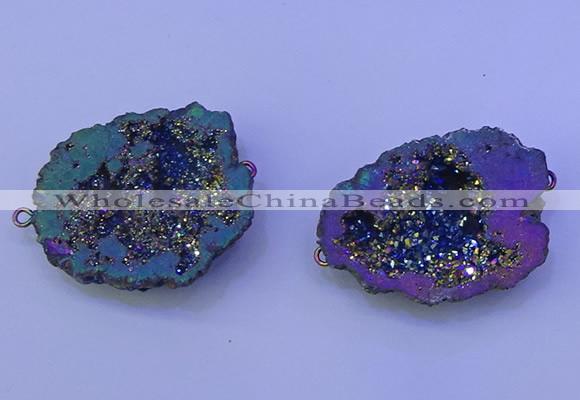 NGC1476 28*35mm - 40*45mm freeform plated druzy agate connectors