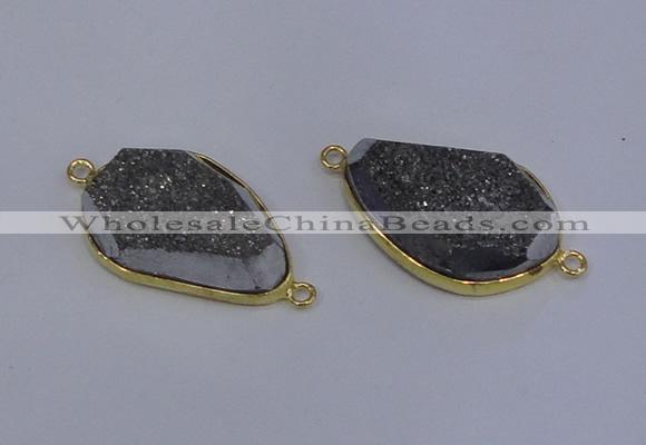 NGC1524 18*28mm freeform druzy quartz gemstone connectors wholesale