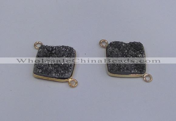 NGC1537 18*18mm diamond druzy quartz gemstone connectors wholesale