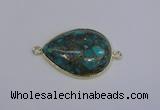 NGC1553 22*30mm teardrop turquoise & pyrite gemstone connectors