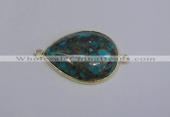 NGC1553 22*30mm teardrop turquoise & pyrite gemstone connectors