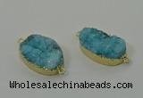 NGC1577 18*25mm - 18*28mm oval druzy quartz connectors wholesale