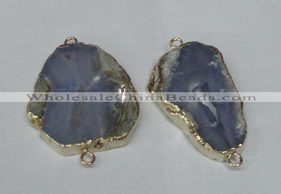 NGC164 30*40mm - 40*45mm freeform blue lace agate connectors