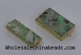 NGC1711 15*30mm - 25*45mm rectangle green gemstone connectors