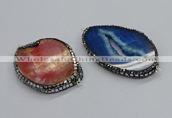 NGC1740 35*45mm - 40*50mm freeform druzy agate connectors