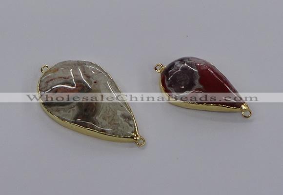 NGC1810 25*35mm - 35*45mm flat teardrop crazy lace agate connectors