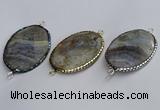 NGC1828 35*50mm oval agate gemstone connectors wholesale