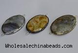 NGC1829 35*50mm oval agate gemstone connectors wholesale