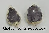 NGC196 20*28mm - 25*30mm freeform druzy amethyst connectors