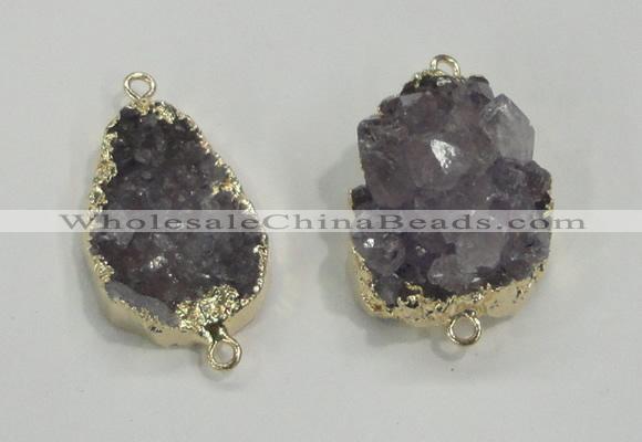 NGC196 20*28mm - 25*30mm freeform druzy amethyst connectors