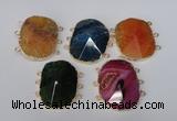 NGC209 30*40mm freeform agate gemstone connectors wholesale