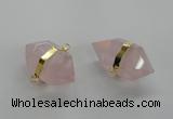 NGC260 18*30mm - 20*35mm faceted nuggets rose quartz connectors