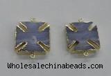 NGC275 26*26mm - 28*28mm blue lace agate gemstone connectors