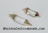 NGC335 10*25mm - 12*40mm faceted nuggets white crystal connectors